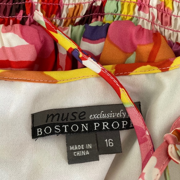 Boston Proper Floral Silk Dress w Spaghetti Ties SZ 16 - Picture 11 of 12